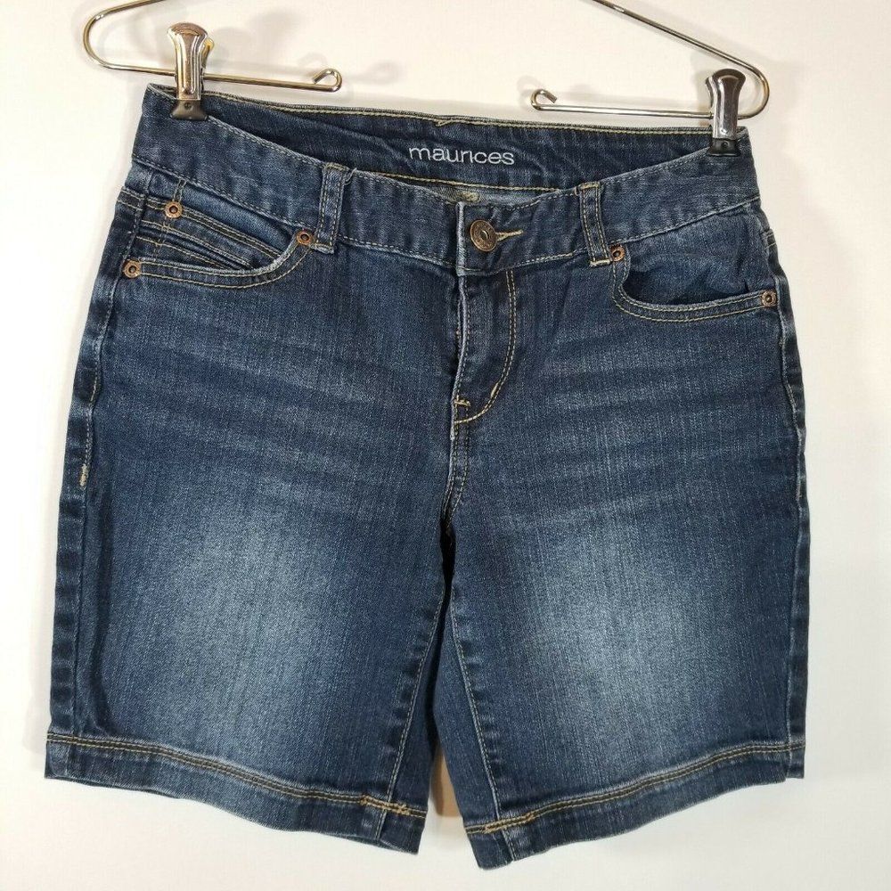Maurices Womens 1/2 Blue Denim Bermuda Hemmed Shorts 27 Waist